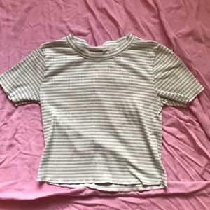 Ribbed Green and White striped crop top